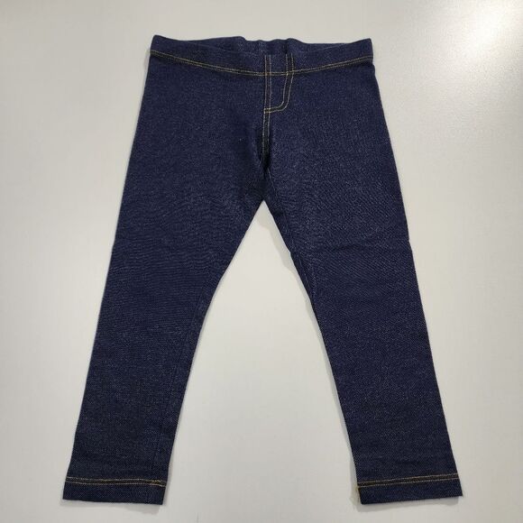 Girls Faux Denim Dark Blue Leggings Size 4-5 - Picture 1 of 3